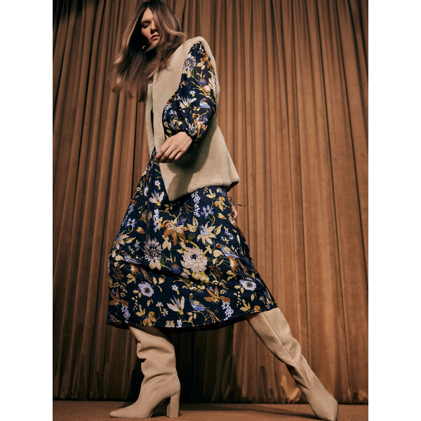 Taranko Granatowa sukienka w kwiaty H4SKF1T