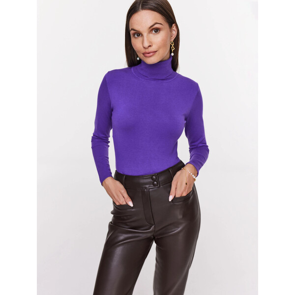 Taranko Dopasowany sweter z golfem w fioletowym kolorze H4SW11P