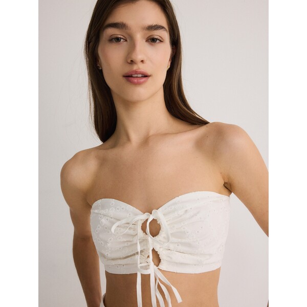 Reserved Haftowany top z wiązaniem 020BX-00X