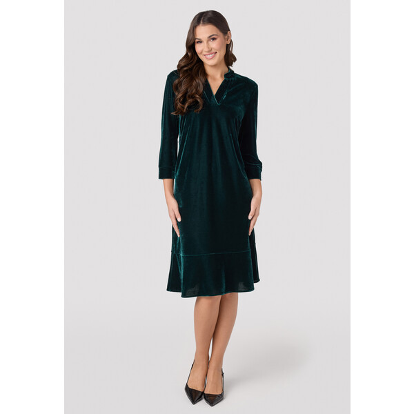 Quiosque Welurowa zielona sukienka 4VD010903