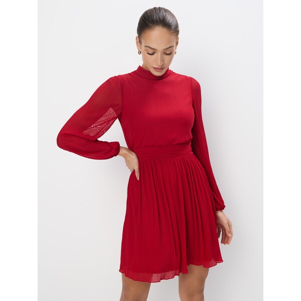 Mohito Plisowana czerwona sukienka mini 952DH-33X
