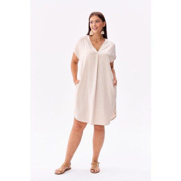 blue shadow Sukienka codzienna Lini Beżowy Regular Fit