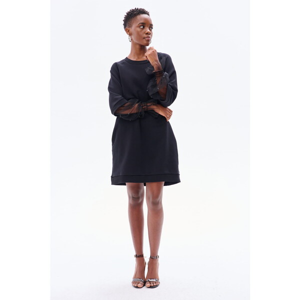 blue shadow Sukienka codzienna Puff Czarny Regular Fit