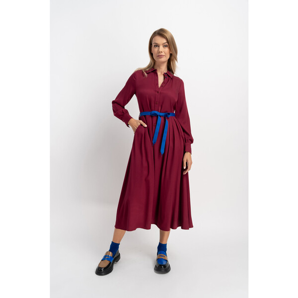 CLICK Sukienka codzienna 60-6055 Bordowy Classic Fit