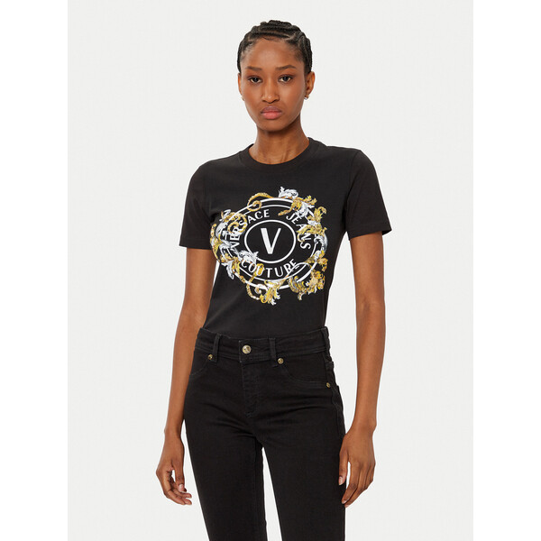 Versace Jeans Couture T-Shirt 78HAHC01 Czarny Regular Fit