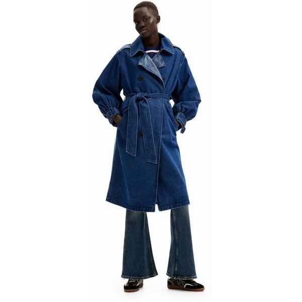 Desigual Jeansowy trencz oversize 24SWEDX15160