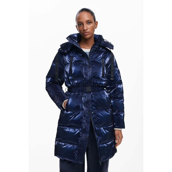 Desigual Długi, pikowany płaszcz z efektem opalizującym 25SWEWX65032