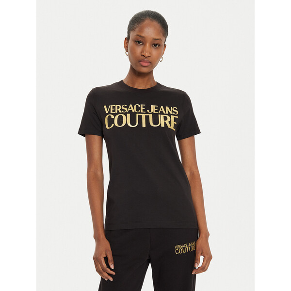 Versace Jeans Couture T-Shirt 77HAHT01 Czarny Regular Fit