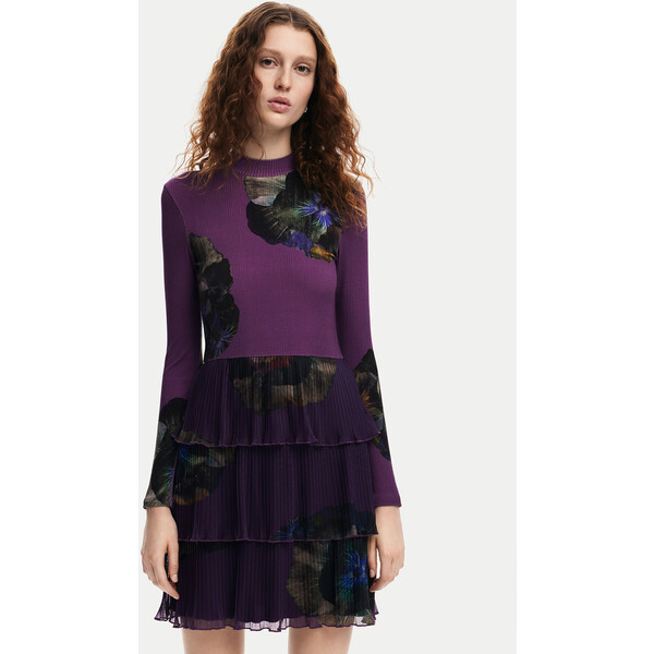 Desigual Sukienka codzienna Pansee Lacroix 24WWVK34 Fioletowy Regular Fit