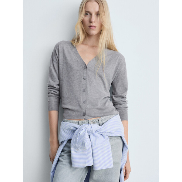 Mango Kardigan Lucca 77075651 Szary Regular Fit