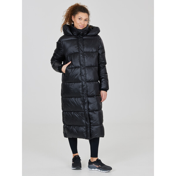 Athlecia Kurtka puchowa Elly W Maxi Puffer EA233361 Czarny Regular Fit
