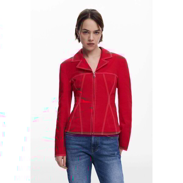 Desigual Skórzana kurtka biker z baskinką 25SWEWXC3092