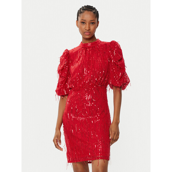 YAS Sukienka koktajlowa Elza 26035567 Czerwony Regular Fit