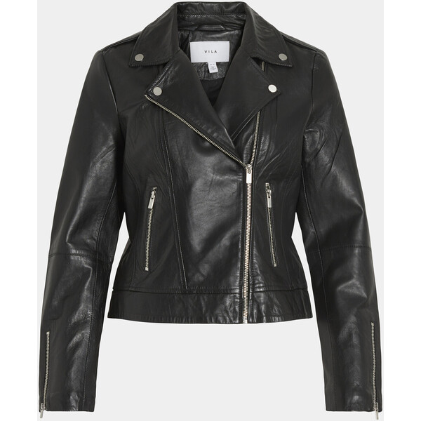 Vila Kurtka skórzana Feli 14067521 Czarny Regular Fit