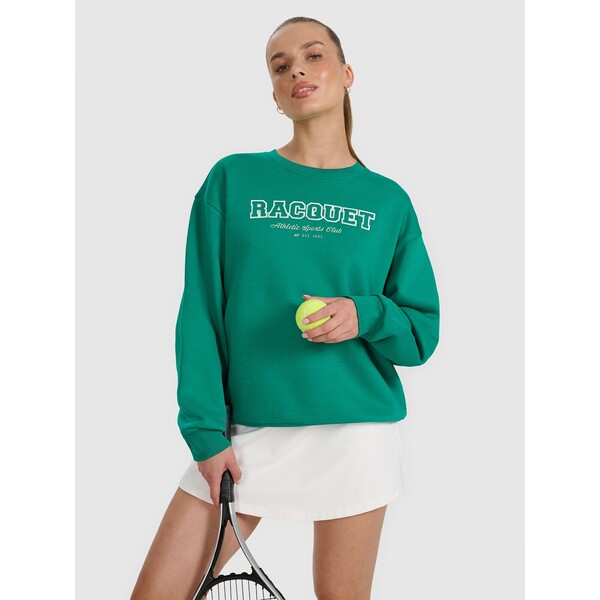 4F Bluza dresowa nierozpinana bez kaptura damska - zielona