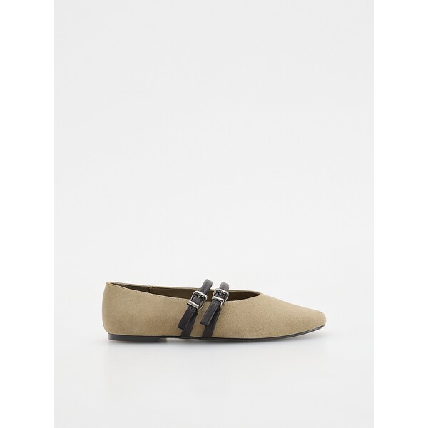 Reserved Zamszowe baleriny z paskami 278CP-80X