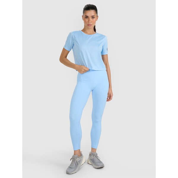 4F Legginsy treningowe bezszwowe damskie - niebieskie 4FWSS25TFSTF027-36S