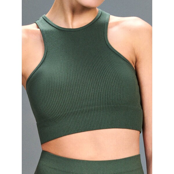 Sinsay Krótki bezszwowy top z elastycznej tkaniny 828FR-81X