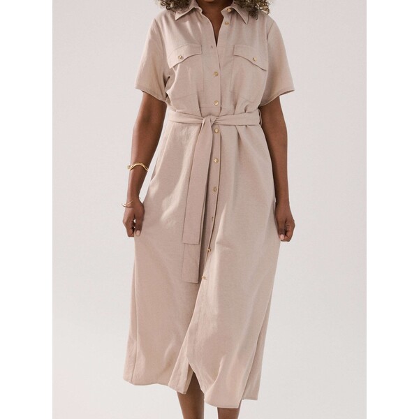 Sinsay Koszulowa sukienka midi z paskiem 631FI-02X