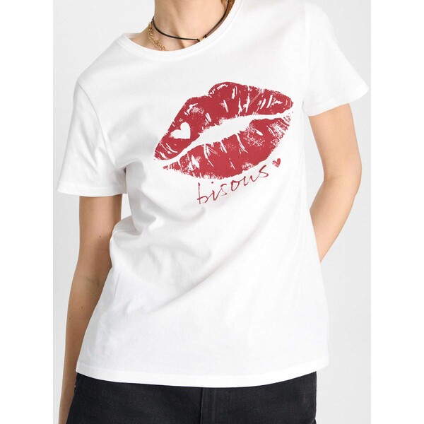 Sinsay Bawełniana koszulka z nadrukiem 505EU-01X