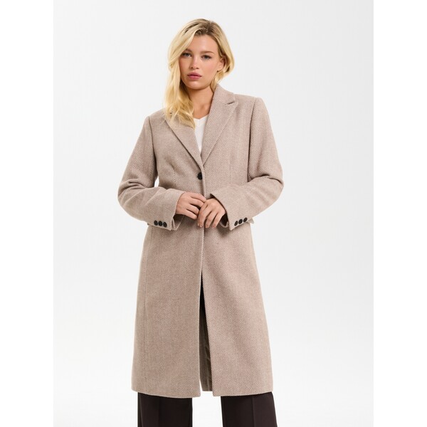 Sinsay Klasyczny płaszcz jednorzędowy w jodełkę 590FH-02M