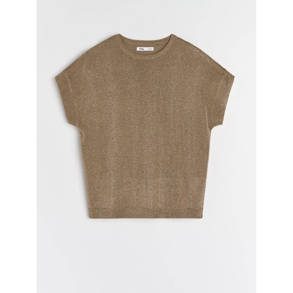 Sinsay Strukturalna bluzka z krótkim rękawem 165FK-80X