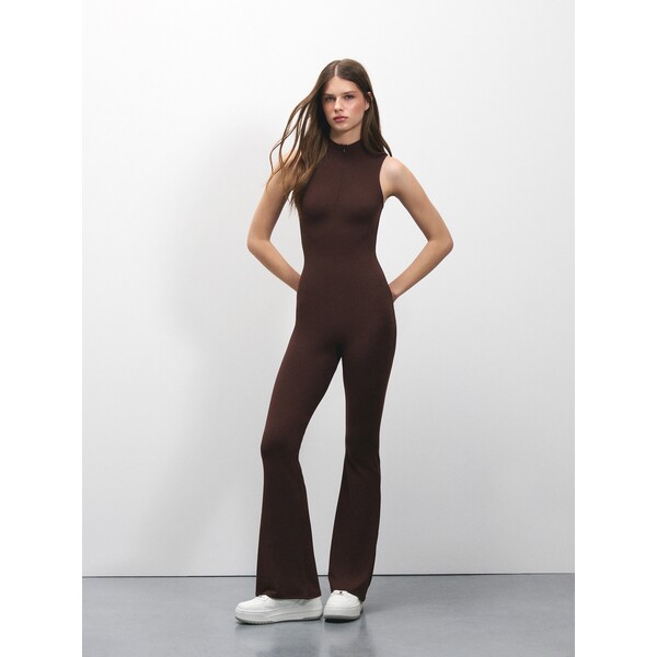 House Brązowy kombinezon z rozszerzanymi długimi nogawkami 294HO-88X