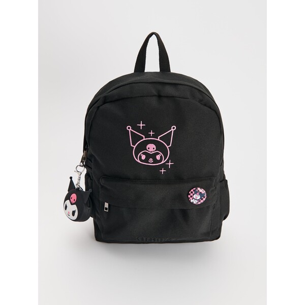 House Czarny plecak z breloczkiem i haftem Kuromi 071EA-99X