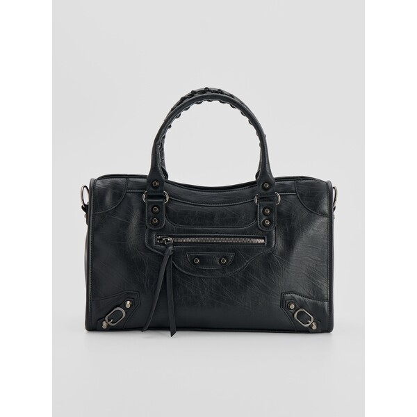 House Czarna torba shopper z dołaczonym paskiem i ćwiekami 091GQ-99X