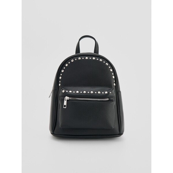House Czarny plecak z imitacji skóry z ćwiekami i fakturą 061GQ-99X