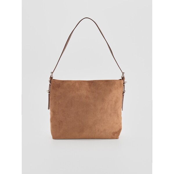 House Jasnobrązowa torba na ramię z imitacji zamszu 175GQ-88X