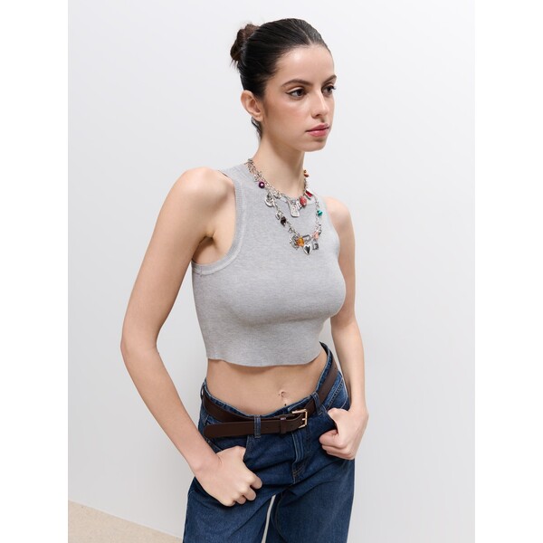 Mohito Dopasowany szary top 366EQ-09X