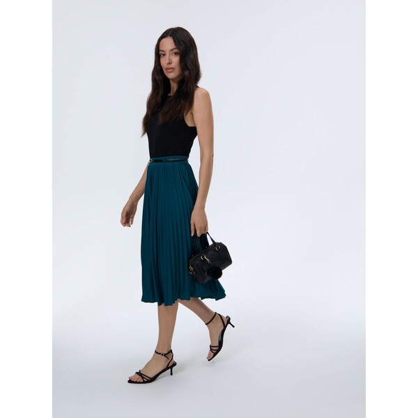 Mohito Plisowana zielona spódnica midi 547GG-67X
