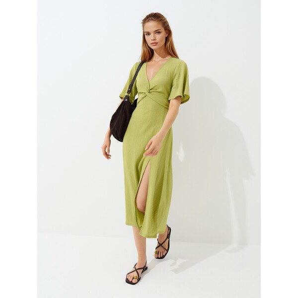 Mohito Zielona sukienka midi z krótkim rękawem 953GE-70X