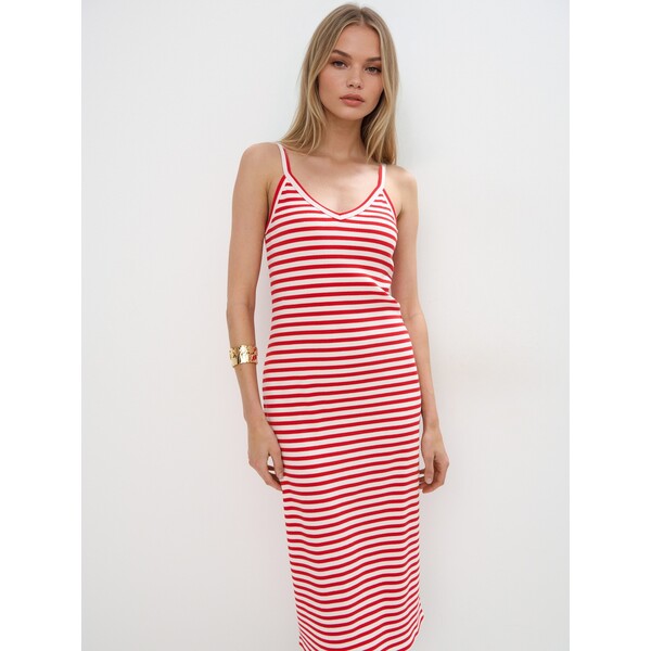 Mohito Sukienka midi w czerwone paski 506GR-33P