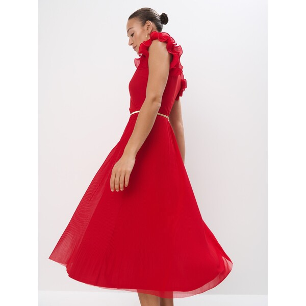 Mohito Czerwona sukienka midi z paskiem 999DH-33X