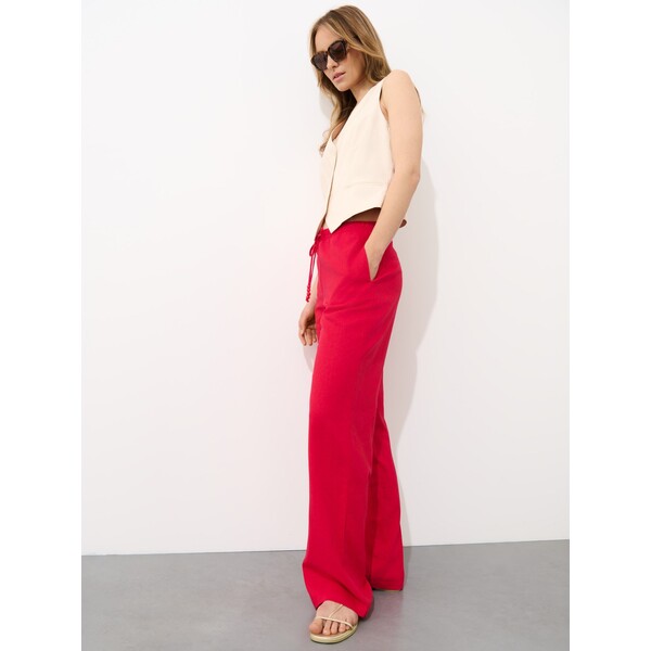 Mohito Czerwone spodnie z lnu i wiskozy 809EF-33X