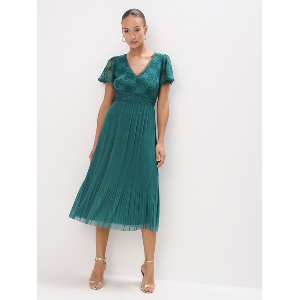 Mohito Zielona sukienka midi z krótkim rękawem 976DH-65X
