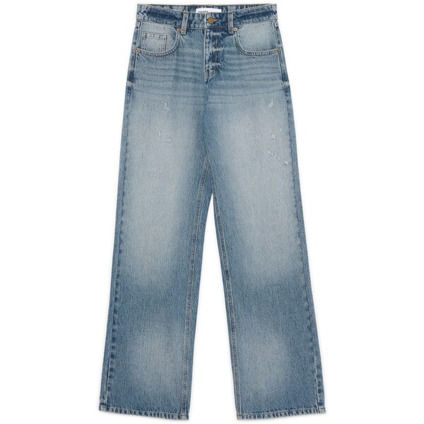 Cropp Niebieskie jeansy straight z efektem sprania 781FK-55X
