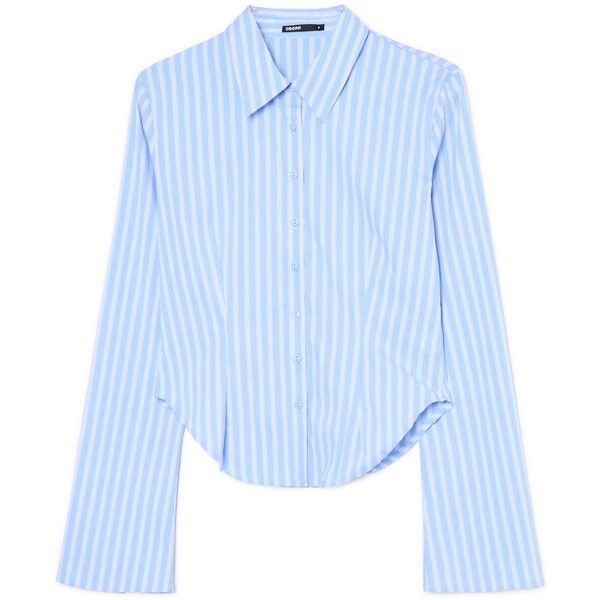 Cropp Niebieska koszula w paski z zaokrąglonym dołem 217FL-05P