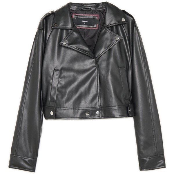 Cropp Czarna kurtka ramoneska z imitacji skóry 070FL-99X
