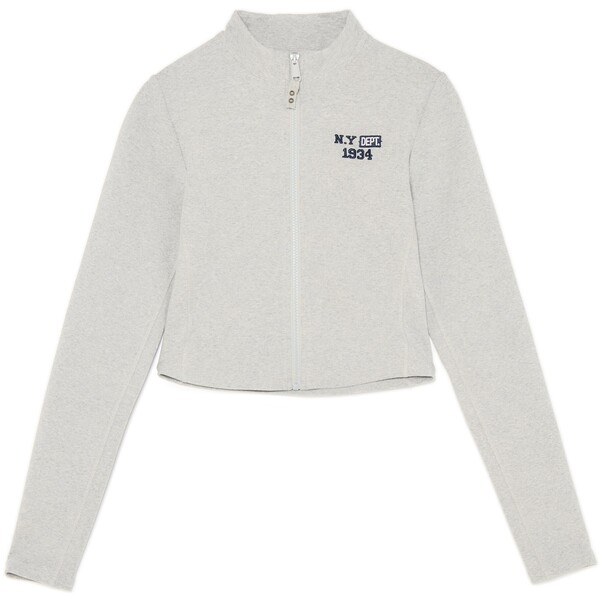 Cropp Jasnoszara bluza ze stójką i haftem 013FL-09M