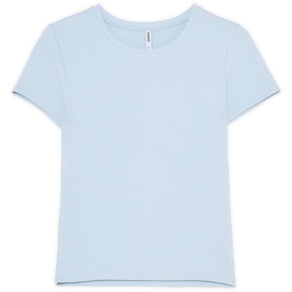 Cropp Prążkowana niebieska koszulka 068FM-05X