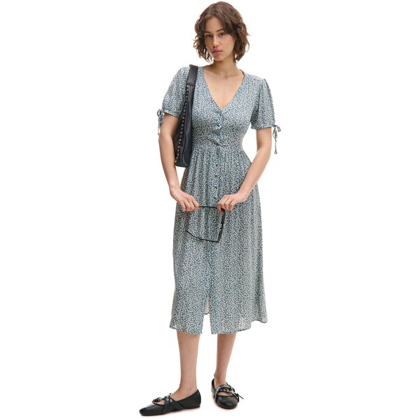 Cropp Zielona sukienka w kwiaty 551CT-97M