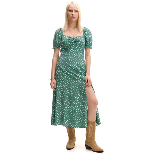 Cropp Zielona sukienka midi w kwiaty 1434S-56P