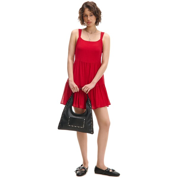 Cropp Krepowana czerwona sukienka 606CT-33X