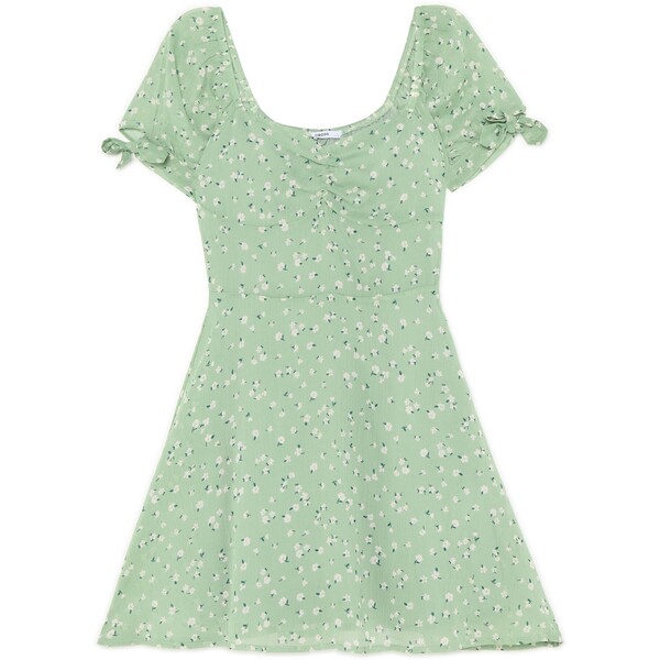 Cropp Zielona sukienka mini w kwiaty 550CT-56M
