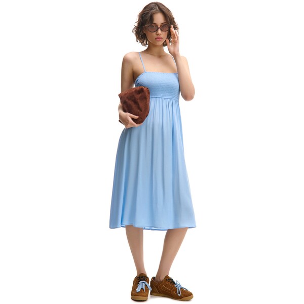 Cropp Niebieska sukienka midi z dopasowaną górą 594CT-05X