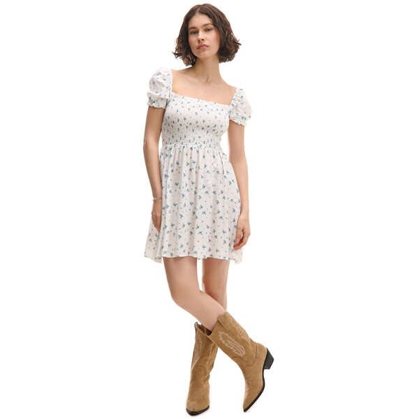 Cropp Sukienka z bufiastymi rękawami i kwiatowym nadrukiem 0310Z-00P