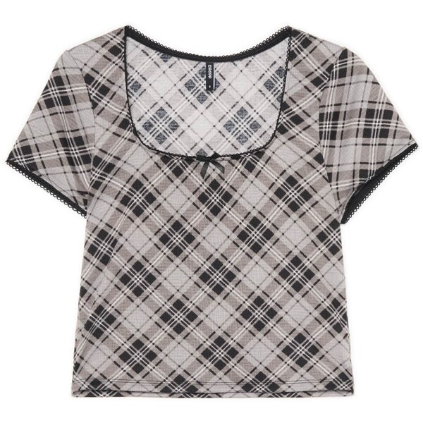 Cropp Szary T-shirt w kratę 065FM-90M